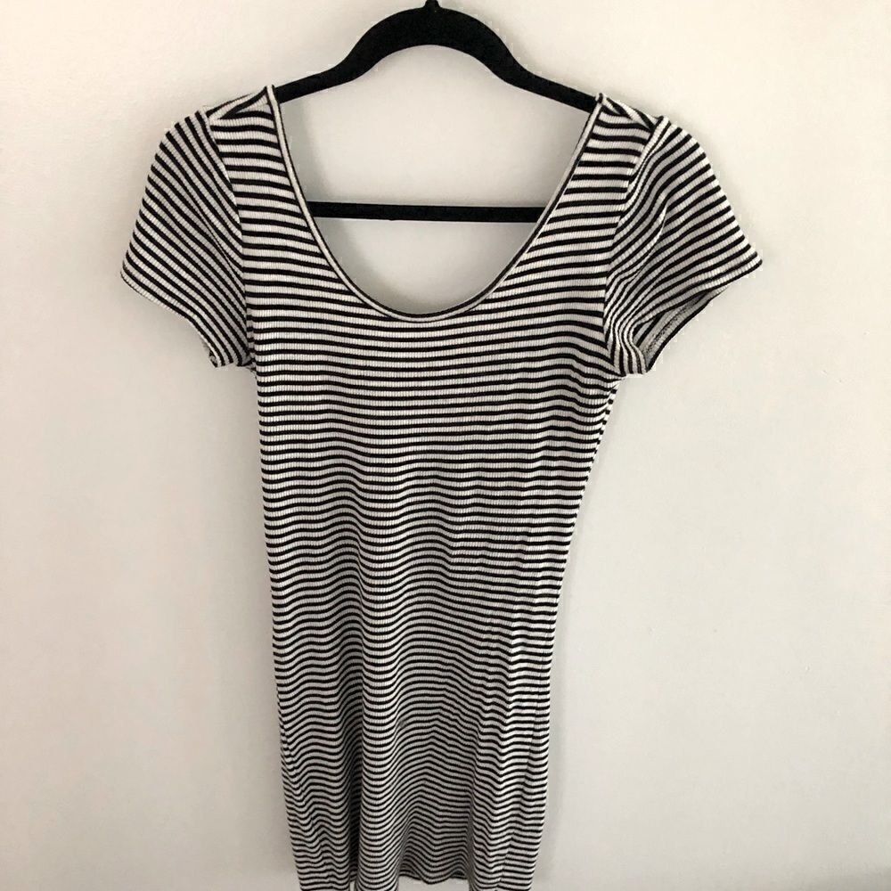 Garage Women Stretchy Tight Bodycon Striped Sexy Mini Casual Dress - M Medium